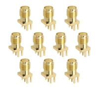 EMSea 10 Connecteurs Lot de SMA Femelles à Montage sur PCB Adaptateur RF 1,6 Mm Clip de Montage sur Bord Connecteur de Port de Prise Femelle RG58 RG142 RG223 Prise Dorée