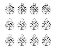 EMSea 100 Pcs Arbre de Vie Pendentifs Arbre Charmes Pendentif Métal Rond Charmes En Alliage De Zinc Bijoux Artisanat Fournitures pour DIY Faire Artisanat Collier Bracelet Argent