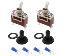EMSea 2 Pièces Interrupteur à Bascule 12V DC 30A on/Off 2 Broches SPST Interrupteur étanche 15A 250V AC 2 Broches 2 Positions Interrupteur en Métal Auto Voiture Bateau (avec Capuchon étanche)