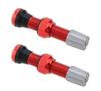 EMSea 2 pièces Valve d'air Tubeless de 44mm, Valve de Pneu en Alliage à Base Ronde, vannes de Petite Taille pour vélo de Route, Tige de Valve Tubeless Rouge (avec Capuchons)