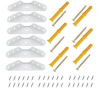 EMSea 20pcs Renfort d'angle en Métal à Code d'angle Fixe à Trois Côtés avec Vis Gros Bouchons en Plastique Support d'angle Attache, Blanc