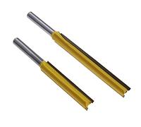 EMSea 2pcs 1/4'' Tige Extra Longue Droite Fraises de Toupie Double Cannelure Droite Fraise Outil de Fraisage pour Travail du Bois avec 2 3 pouces Profondeur Coupe