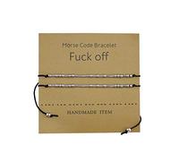 EMSea 2pcs Fuck Off Morse Code Bracelets Réglable Perles Pendentif Couple Amitié Bijoux Bracelets Ensemble avec Carte de Décryptage