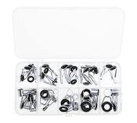 EMSea 36PCS 1.6-8.6mm Pointes de Canne à Pêche Kit de Réparation Anneaux de Canne à Pêche Guident Pièces de Rechange de Pêche d'acier Inoxydable pour l'eau Douce d'eau Salée
