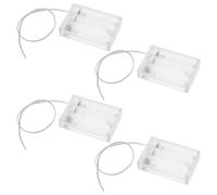 EMSea 4 Pièces 3AA Boîte de Support de Batterie Boîtier Transparent Fermé Support de Prise de Batterie Clair avec Interrupteur Marche/arrêt Fils D'extension Fils Pince à Ressort de Prise Transparent