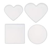 EMSea 4pcs Moules en Résine de Silicone pour sous-Verres Cadres Photo Moulage Artisanat Décoration Outils de Bricolage, Carré Rond Grand Petit Coeur en Forme de Coeur