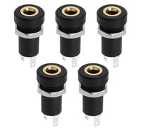 EMSea 5 Pièces Prise Jack Audio 3.5mm Connecteur de Prise Stéréo à 3 Pôles Connecteur de Prise Casque Panneau à Souder Stéréo Noir avec écrou