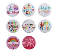 EMSea 8pcs Joyeux Badges Anniversaire Différents Styles Anniversaire Thème Personnalisé Bouton Rond en Métal Pins Articles de Fête Décoration pour Filles Garçons