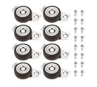 EMSea 8pcs Roulettes Pivotantes Latérales de 1,25 Pouce Petites Roulettes Fixes Rigides Non Pivotantes Roue en Caoutchouc avec Plaque en Acier Adaptées Aux Tiroirs de Meubles en Bois Plateaux