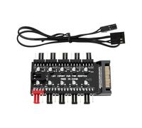 EMSea Carte de Contr?Le de Ventilateur PC PWM 10 Voies SATA 12V pour Alimentation avec 10 Connexions de Ventilateur ¨¤ 4 Broches C?ble de Connexion PWM