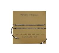 EMSea Lot de 2 bracelets réglables en perles d'argent avec pendentif en morse pour couple avec carte de décryptage, 29 cm, Cuivre