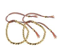 EMSea Lot de 2 bracelets tibétains en corde tressée avec perles de cuivre faites à la main - Unisexe - Taille réglable, Cuivre
