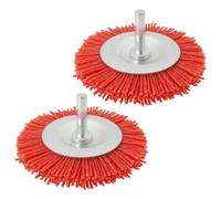 EMSea Lot de 2 brosses rondes abrasives en nylon de 75 mm avec tige de 6 mm pour enlever la rouille, la corrosion, la peinture, le métal, le bois, le plastique dur