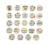 EMSea Lot de 24 breloques de motivation rondes en bois avec dictons inspirants et motifs colorés pour amis, collègues, enfants, anglais