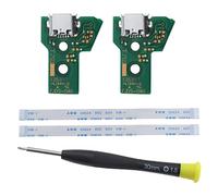 EMSea Lot de 2pcs Cartes d'interface JDS-040 et Câble Ruban 12 Broches Remplacement Compatible avec PS4 Pro/Slim sans Fil Contrôleur l'assemblage du Port de Charge
