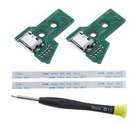 EMSea Lot de 2pcs Cartes d'interface JDS-055 et Câble Ruban 12 Broches Remplacement Compatible avec PS4 Pro/Slim sans Fil Contrôleur l'assemblage du Port de Charge