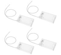 EMSea Lot de 4 boîtiers transparents pour piles 2AA avec commutateur marche/arrêt, fils d'extension, clip à ressort et logement transparent