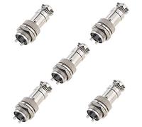 EMSea Lot de 5 connecteurs GX16 Aviation Plug - En métal - Avec filetage de 16 mm (2 broches).
