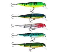EMSea Lot de 5 leurres de pêche artificiels Multi-articulés en Plastique - Leurres de pêche réalistes - pour Bar, Perche, doré doré et brochet