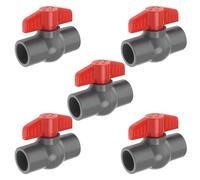EMSea Lot de 5 robinets à boisseau sphérique en PVC de diamètre du trou de douille en PVC utilisés dans les piscines d'irrigation, les aquariums de plomberie commerciaux, rouge et gris, 20 mm
