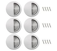 EMSea Lot de 6 poignées de porte coulissante encastrées en acier inoxydable Poignées de porte encastrées pour armoire tiroir armoires en bois argenté