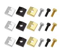 EMSea Lot de 9 écrous de verrouillage et vis pour guitare électrique Tremolo Bridge Guitare électrique Double bascule Bloc métallique Verrou de cordes Noir/argenté/doré