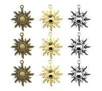 EMSea Lot de 90 pendentifs en forme de soleil pour fabrication de bijoux - Ornements pour bracelets, colliers, porte-clés, loisirs créatifs, accessoires dorés, bronze et argent, 28x25mm, Métal