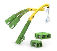 EMSECKO Câble Fibre Optique Professionnel SC/APC vers LC/APC 20cm - Monomode 9/125µm Duplex - Faible Perte - Avec Adaptateur - Pour Réseaux FTTH, Data Center & Télécoms