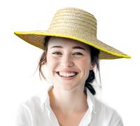 EMSECKO Classic Traveller Chapeau de paille pour homme et femme - Le chapeau de paille est fabriqué à 100 % à partir de pailles - Crème solaire sans accumulation de chaleur, jaune, 59
