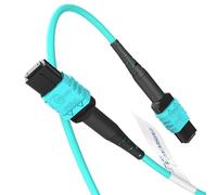 EMSECKO Fiber Optic Cable MPO to MPO 1M 12 Core Female Type B OM3 Multimode Fiber Optic LSZH MPO-MPO Patch Cord for QSFP+ MTP Compatible Cabling System (10M)