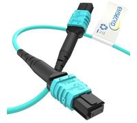 EMSECKO Fiber Optic Cable MPO to MPO 1M 12 Core Female Type B OM3 Multimode Fiber Optic LSZH MPO-MPO Patch Cord for QSFP+ MTP Compatible Cabling System (5M)