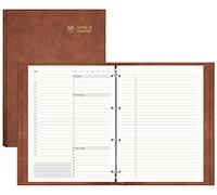 EMSHOI Agenda journalier non daté A4 - 240 pages de liste de choses à faire, carnet à anneaux, couverture rigide en cuir pour le travail, les affaires, les horaires annuels, suivi des habitudes, 21,6