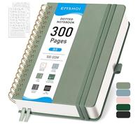 EMSHOI Cahier à points B5, carnet à spirales 150 feuilles/300 pages, 100 g/m², couverture rigide, pochoirs, poche, anneau porte-stylo, règle, marque-page, journal à points pour femmes et hommes, 19 x