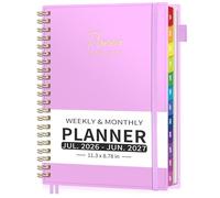 EMSHOI Carnet de rendez-vous 2026-2027, planificateur scolaire horaire de 15 minutes, grande taille (22 x 29 cm), juillet 2026 à juin 2027, hebdomadaire et mensuel, agenda, onglets 12 mois, couverture
