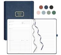 EMSHOI Carnet de réunion A4 Organiseur de projet - Bloc-notes rigide de 240 pages avec notes autocollantes, papier 100 g/m², passant pour stylo, poche intérieure, journal en cuir pour femmes et homme