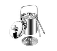 Emsmil 2,2L Seau à Glace Isotherme avec Pinces Poignée Couvercle Double Paroi en Acier Inoxydable Sceaux à Glacon Rafraîchisseur Champagne pour Bouteille Bar Anniversaires Fêtes Pique-niques