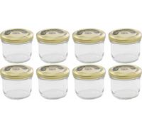 EmSy 590-12 Pot à conserves 'Twist-Off' 124 ml couvercle 66, transparent/laiton (paquet de 8)