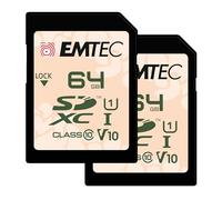 EMTEC - 2X Cartes Mémoires SD UHS-I U1 V10 Outdoor ECMSD64GXCU1ORP2 - Résistance à l’Eau IPX7 - pour Caméra, Appareil Photo Plein Air et Reflex - 64Go/GB