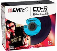 Emtec CD-R Vinyl Look 10 x 700 Mo (80 min) 52x – bleu, vert, rose, jaune, violet – boîtier étroit