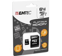 Emtec 64GB microSDXC Platinum mémoire Flash 64 Go Classe 10 UHS-I - Mémoires Flash (64 Go, MicroSDXC, Classe 10, UHS-I, 80 Mo/s, Noir)