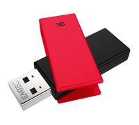 Emtec Clé USB pivotante ECMMD16GC352 16 Go, finition mate, 15/5 MB/s, Noire/Rouge, Windows et Mac