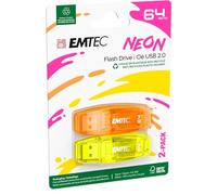 EMTEC C410 Neon 64Go Clé USB 2.0 Néon Transparent avec Capuchon Lot de 2