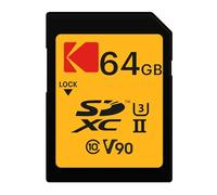 EMTEC - Carte Mémoire Kodak SDXC 2000x UHS-II U3 V90 Ultra Pro EKMSD64GUHS2V2K pour DSLR, Lecture 300Mo/s, Écriture 270Mo/s, Vidéos 4K, 8K UHD 360° - 64Go/GB