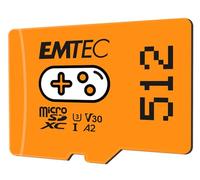 EMTEC - Carte Mémoire microSD 512GB - Augmentez la Mémoire de Vos Consoles, Smartphones et Tablettes - Plus de Stockage de Jeux et Vidéos - ECMSDM512GXCU3G - Collection Gaming - Orange