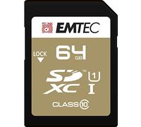 EMTEC, Carte SD 64GB UHS, Carte SD 64 Go UHS-I U1, vitesse de lecture jusqu'à 85MB/s, écriture jusqu'à 90MB/s, compatible SDHC/SDXC, idéale pour photos et vidéos, taille 64 Go, Couleur or