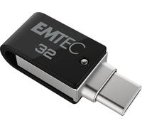 EMTEC Clé USB 32 Go Dual T260C Mobile&Go - USB 3.2 Pivotante - Dual USB-A/USB-C - Système d'Accroche 360° - Lecture 180MB/s Max - Écriture 15MB/s Max