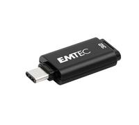 Emtec - Clé USB Type-C 32Go 3.2 Compatible USB 2.0 et 3.1 - ECMMD32GD403 - Flash Drive Rapide jusqu'à 80Mo/s - Clef Ultra Légère - Capuchon Clipsable à l'Arrière - Noir