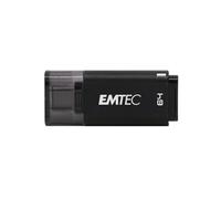 EMTEC - Clé USB Type-C 64Go 3.2 Compatible USB 2.0 et 3.1 - ECMMD64GD403 - Flash Drive Rapide jusqu'à 80Mo/s - Clef Ultra Légère - Capuchon Clipsable à l'Arrière - Noir