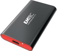 Emtec Disque SSD Externe X210 Elite 1To - Rétrocompatible USB 3.2 Gen1 et 2.0 - Technologie 3D NAND Flash - Câble USB-C 3.2 Gen2 vers USB-A et Coque de Protection Silicone Inclus Noir.[G258]