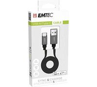 Emtec Câble USB-A vers Type-C ECCHAT700TC plat 120 cm charge rapide jusqu'à 3A aluminium Noir